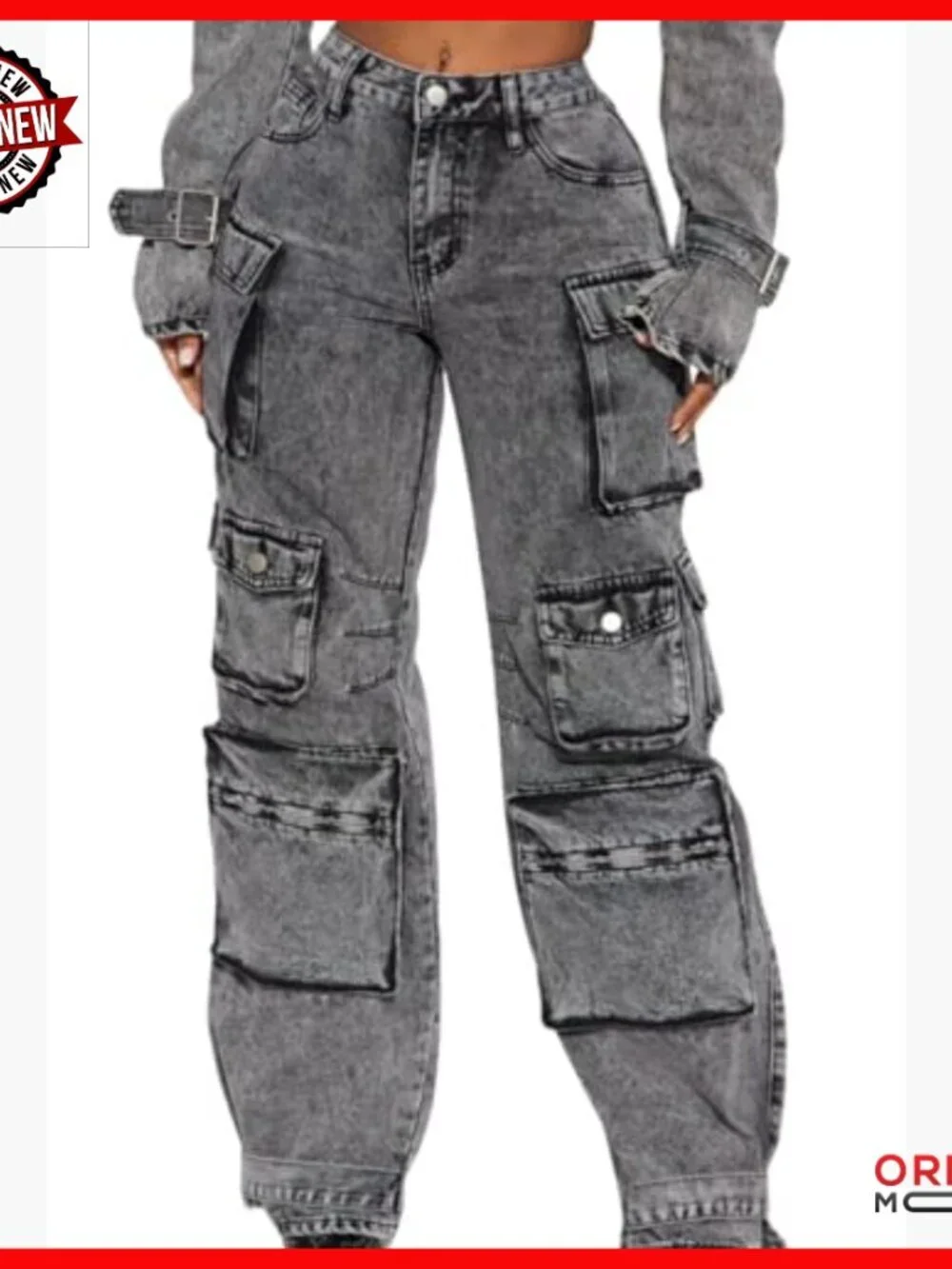 High Waisted Cargo Jeans Women Baggy Wide Leg Streetwear Pants